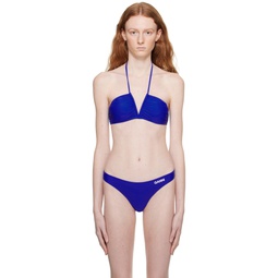 Blue Ruched Bikini Top 231144F105004
