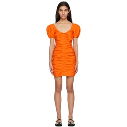Orange Puff Sleeve Minidress 231144F052023