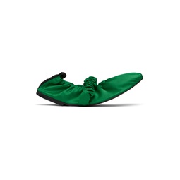 Green Scrunchie Ballerina Flats 231144F118001