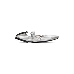Silver Scrunchie Ballerina Flats 231144F118007