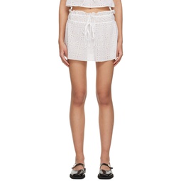 White Drawstring Miniskirt 231144F090010