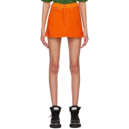 Orange Cutline Denim Miniskirt 231144F090008
