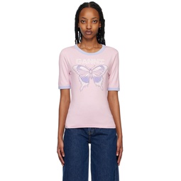 SSENSE Exclusive Pink Butterfly T Shirt 231144F110020