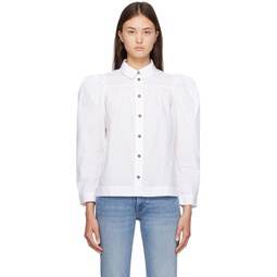 White Puff Sleeve Shirt 232144F109000