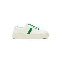 White   Green Sporty Mix Cupsole Sneakers 241144F128000