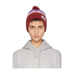 Red Graphic Wool Beanie 241144F014004