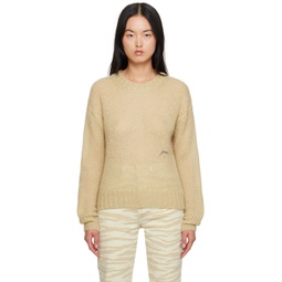 Beige Embroidered Sweater 232144F096007
