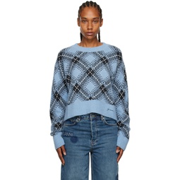 Blue Checkered Sweater 232144F096021
