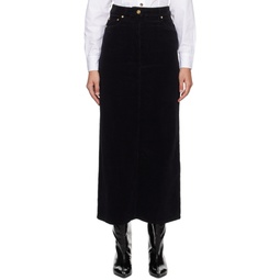 Black Vented Maxi Skirt 241144F093004