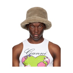 Taupe Fluffy Tech Bucket Hat 241144M140001