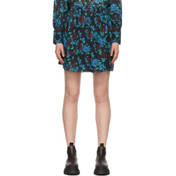 Black Crepe Floral Miniskirt 221144F090007