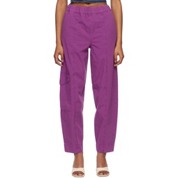 Purple Elasticized Curve Trousers 232144F087002