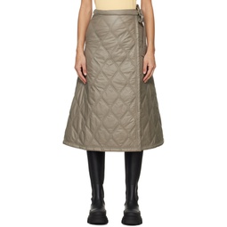 Brown Quilted Midi Skirt 241144F092002