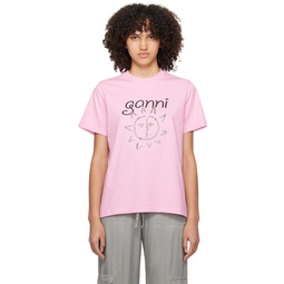 Pink Printed T Shirt 241144F110001