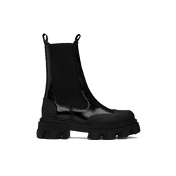 Black Cleated Mid Chelsea Boots 241144F114008