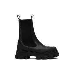 Black Cleated Mid Chelsea Boots 241144F114009