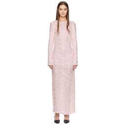Pink 3D Sequins Maxi Dress 241144F055001