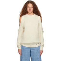 White Cutout Sweater 232144F096008