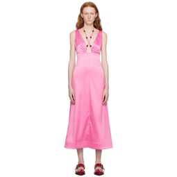Pink Halter Midi Dress 232144F054012