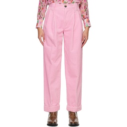 Pink Pleated Trousers 231144F087000