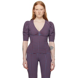 Blue   Red Check Blouse 241144F107026