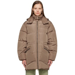 Brown Oversized Puffer Jacket 222144F061021
