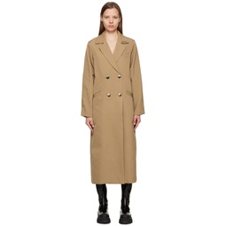 Tan Double Breasted Coat 222144F059017