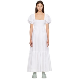 White Smocked Maxi Dress 232144F055013