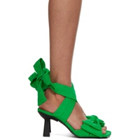 Green Soft Bow Heeled Sandals 231144F122000