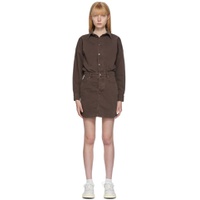 Brown Denim Short Dress 221144F052004