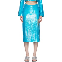 Blue Sequins Midi Skirt 231144F092012