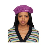 Purple Crocheted Beret 231144F014015