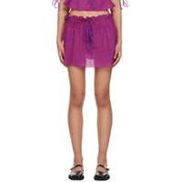 Purple Drawstring Miniskirt 231144F090009