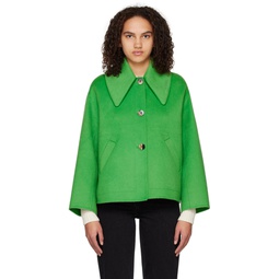 Green Wide Collar Jacket 231144F063004