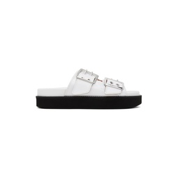 White Wide Chunky Sandals 231144F124018