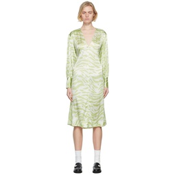 Green Silk Stretch Satin Maxi Dress 221144F055002