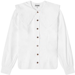 GANNI Cotton Shirt With Collar Detail Bright White