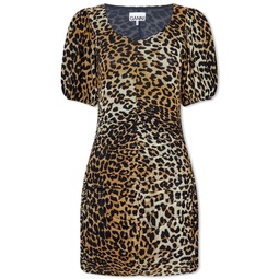 GANNI Leopard Print Mini Dress Leopard Seedpearl