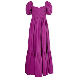 GANNI Smock Maxi Dress Purple Wine