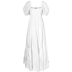GANNI Smock Maxi Dress Bright White