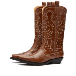 GANNI Embroidered Western Boot TigerS Eye