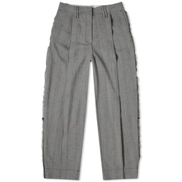 GANNI Herringbone Suiting Relaxed Pleated Pants Frost Grey