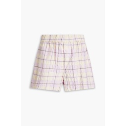 Checked organic cotton-blend seersucker shorts