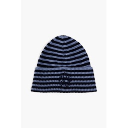 Striped ribbed wool and cashmere-blend beanie