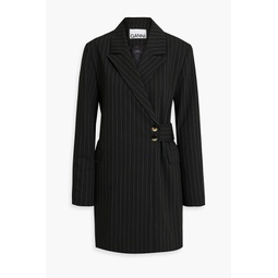 Double-breasted pinstriped twill coat