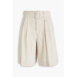 Belted woven shorts