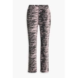 Tiger-print mid-rise bootcut jeans