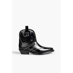 Glossed-leather ankle boots