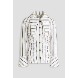 Ruched striped cotton-poplin shirt