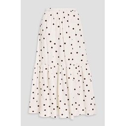 Ruffled polka-dot cotton-poplin midi skirt
